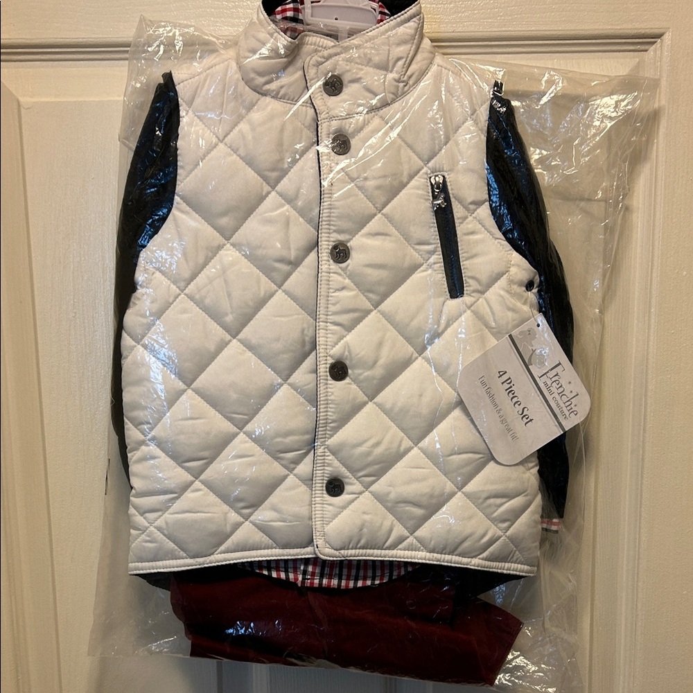 Kids Quilted Vest Set - White and Black